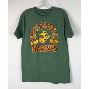 MV Sport T-Shirt Mens M Proud Brother US Marines Graphic Tee Green Short Sleeve